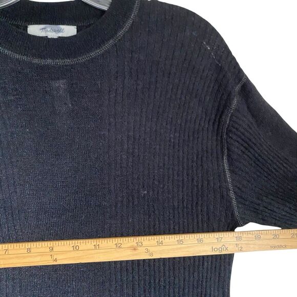 Madewell Alpaca Wool Ribbed Crewneck Sweater XS Black Relaxed Grunge Oversize - Picture 4 of 12